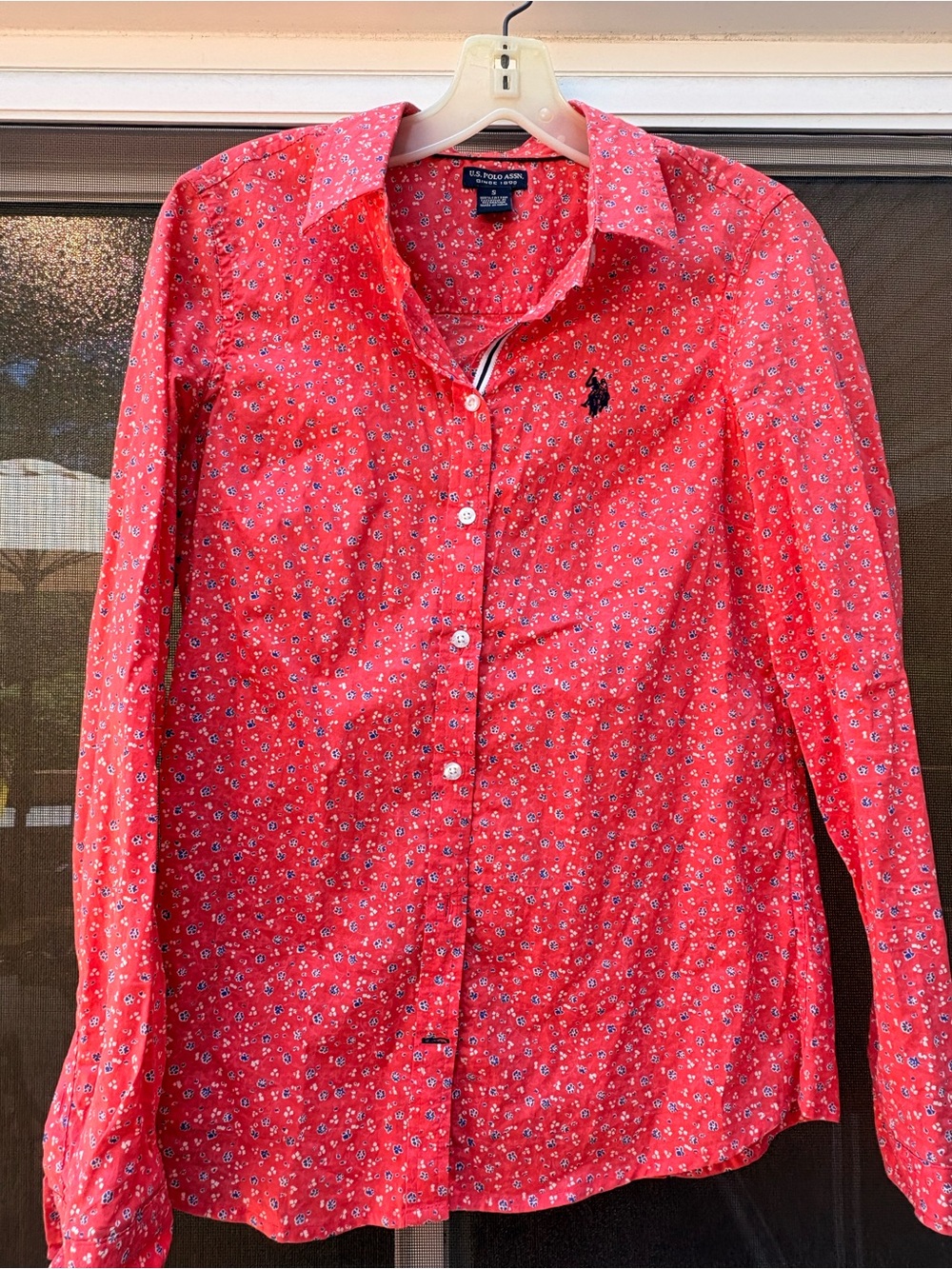 U.S. Polo Assn. Coral Red Micro Floral Button-Down Shirt